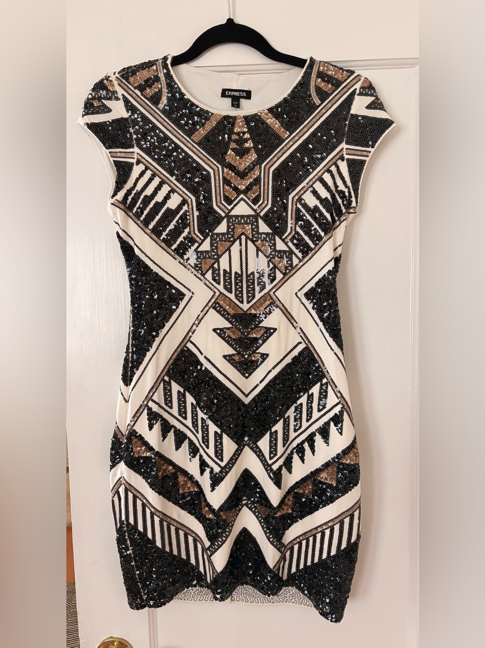 NEW Express Sequin Geometric Mini Dress